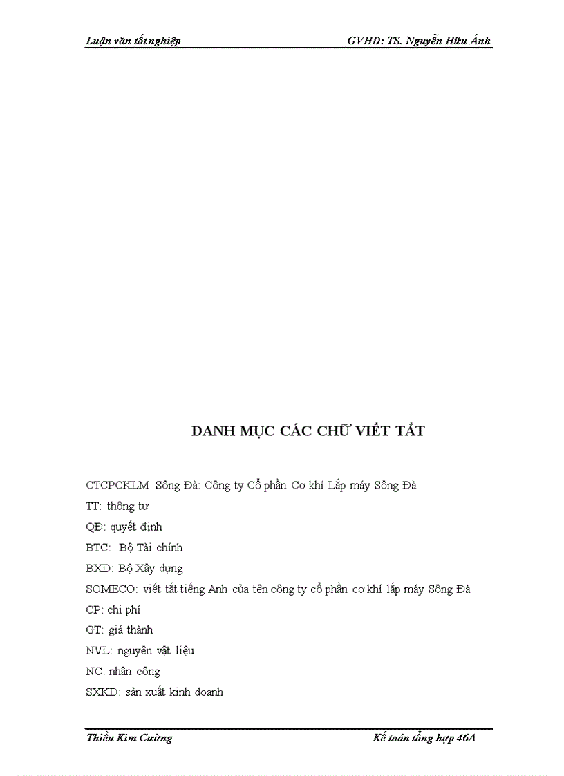 image for page Hoàn thiện công tác hạch toán chi phí và tính giá thành sản phẩm xây lắp tại CTCPCKLM Sông Đà