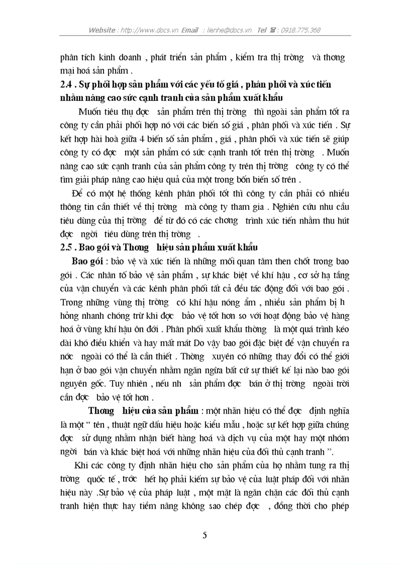 image for page Thực trạng sức cạnh tranh của sản phẩm nông sản XK của C ty INTIMEX trên thị trường Mỹ