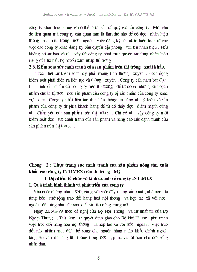 image for page Thực trạng sức cạnh tranh của sản phẩm nông sản XK của C ty INTIMEX trên thị trường Mỹ