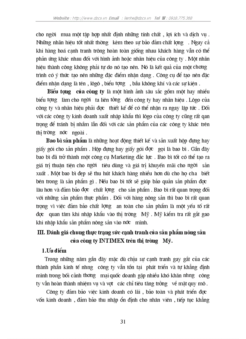 image for page Thực trạng sức cạnh tranh của sản phẩm nông sản XK của C ty INTIMEX trên thị trường Mỹ