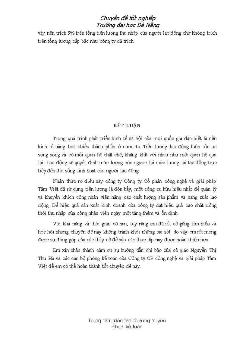 image for page Hoàn thiện kế toán tiền lương và các khoản trích theo lương tại Công ty cổ phần Công nghê và giải pháp Tâm Việt