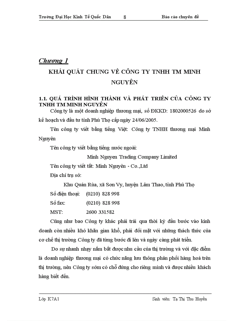image for page Hoàn thiện kế toán tiêu thụ hàng hoá và xác định kết quả kinh doanh tại Công ty TNHH TM Minh Nguyên