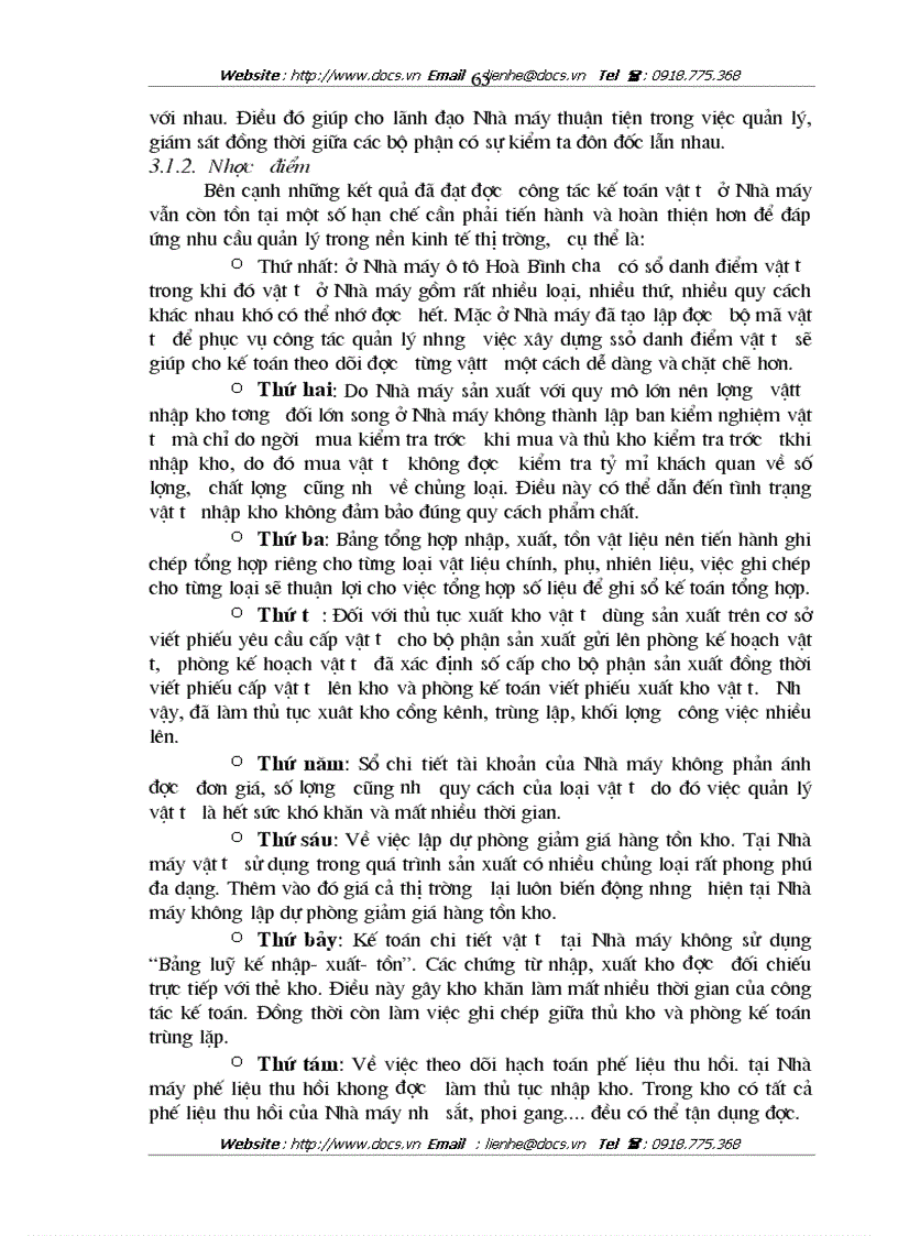 image for page Hoàn thiện công tác kế toán nguyên vật liệu và công cụ dụng cụ tại Nhà máy ô tô hoà Bình