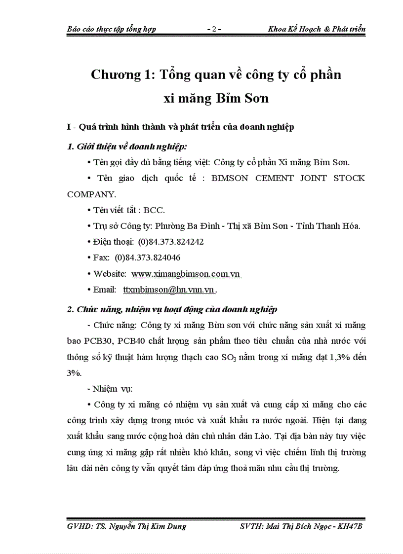 image for page Báo cáo Tại Công ty CP xi măng Bỉm Sơn