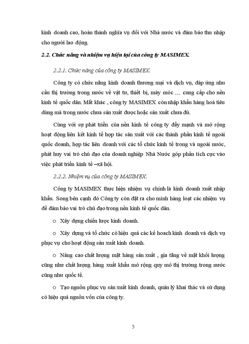 Báo cáo Tại Công ty CP vật tư và XNK MASIMEX