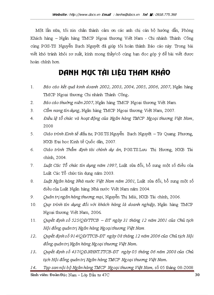 image for page Báo cáo Tại ngânhàng NHTMCP Ngoại Thương VietcomBank Chi nhánh Thành Công lt NHa gt