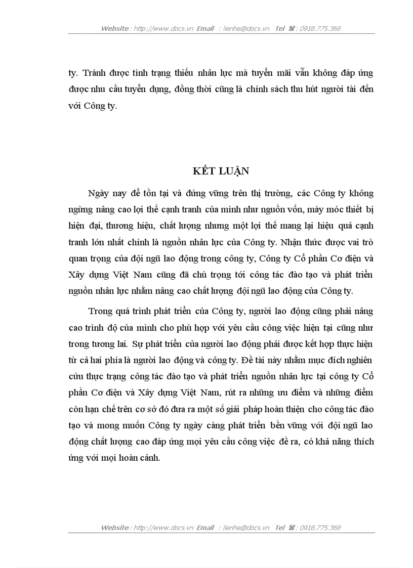 image for page Hoàn thiện công tác đào tạo và phát triển nguồn nhân lực ở Công ty Cổ phần Cơ khí và Xây dựng Việt Nam