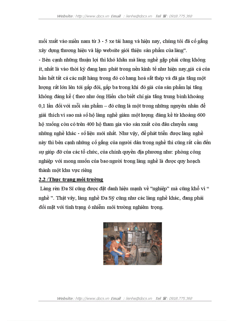 image for page Hoạt động hiện trạng môi trường tại làng nghề Đa Sỹ