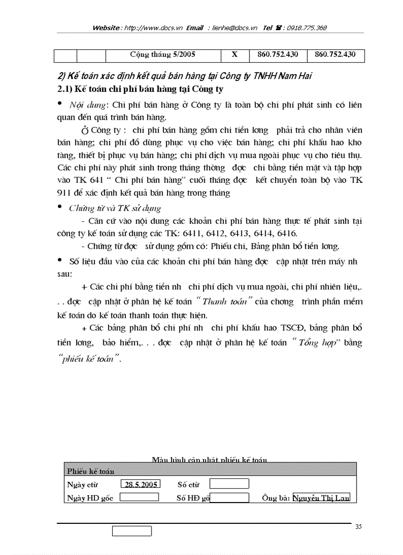 image for page Hoàn thiện công tác kế toán bán hàng và xác định kết quả bán hàng tại Công ty TNHH Nam Hai lt KTDNTM gt