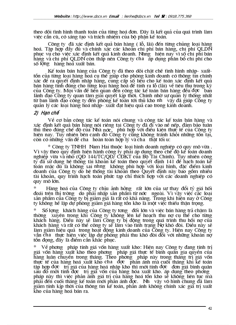 image for page Hoàn thiện công tác kế toán bán hàng và xác định kết quả bán hàng tại Công ty TNHH Nam Hai lt KTDNTM gt