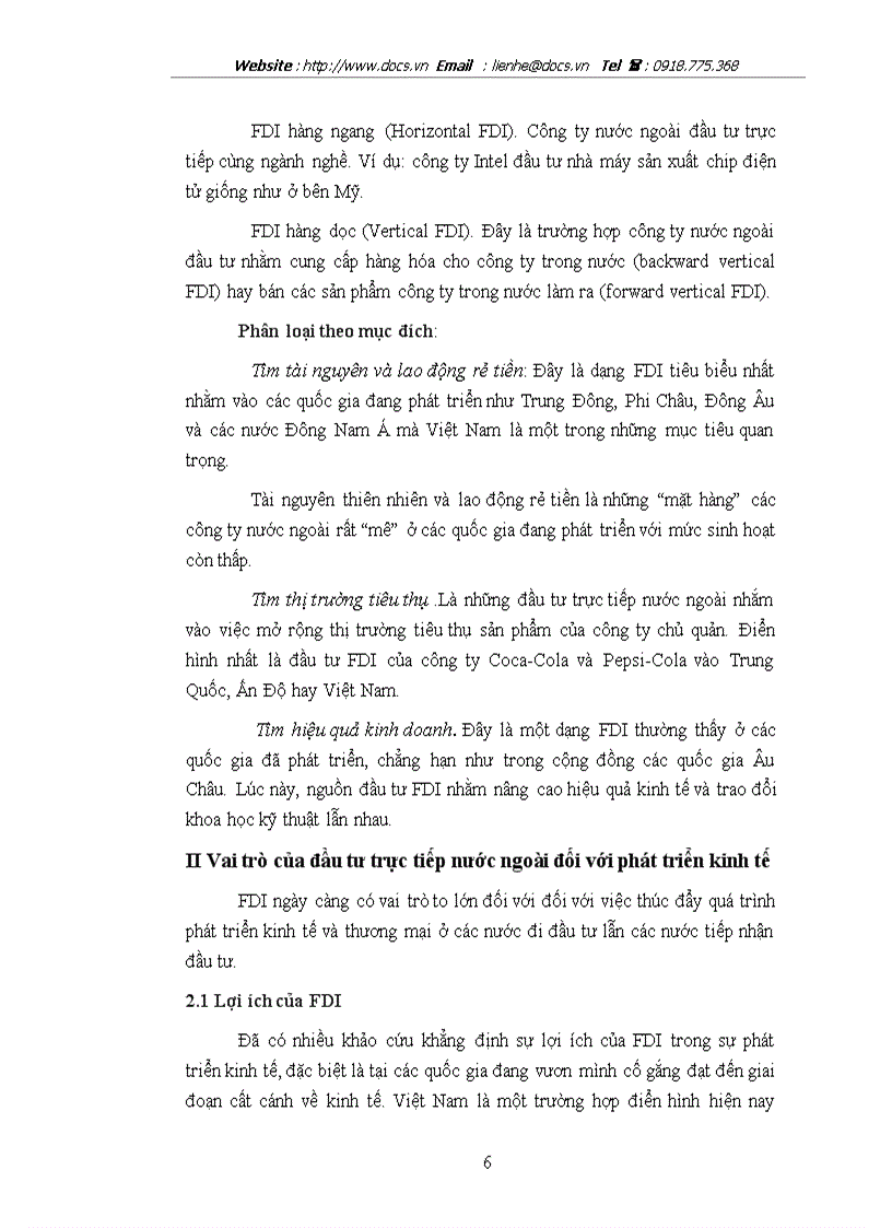 Kế hoạch thu hút FDI 2006 2010