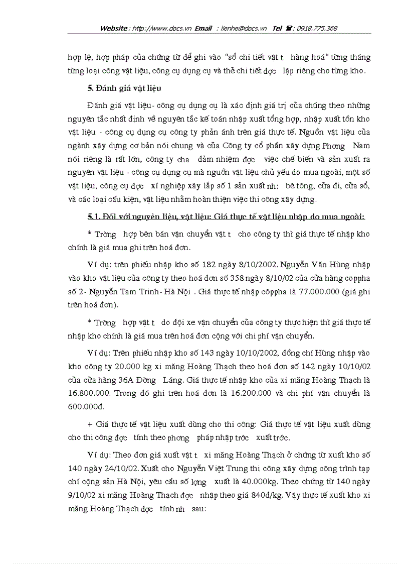 image for page Tổ chức công tác kế toán nguyên vật liệu công cụ dụng cụ ở Công ty cổ phần xây dựng Phương Nam