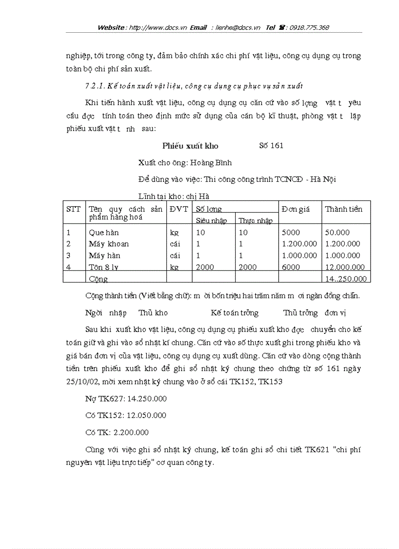 image for page Tổ chức công tác kế toán nguyên vật liệu công cụ dụng cụ ở Công ty cổ phần xây dựng Phương Nam