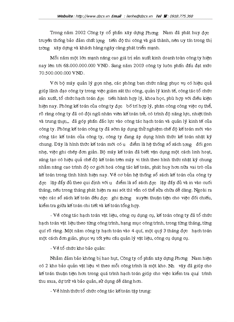 image for page Tổ chức công tác kế toán nguyên vật liệu công cụ dụng cụ ở Công ty cổ phần xây dựng Phương Nam