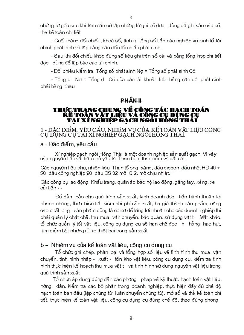 image for page Tổ chức công tác kế toán vật liệu và công cụ dụng cụ tại xí nghiệp gạch ngói hồng thái