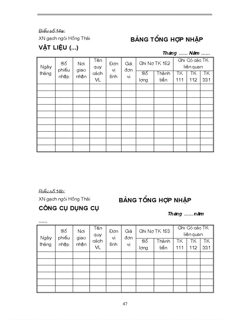 image for page Tổ chức công tác kế toán vật liệu và công cụ dụng cụ tại xí nghiệp gạch ngói hồng thái
