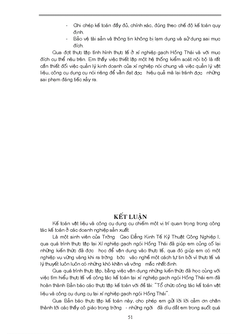 image for page Tổ chức công tác kế toán vật liệu và công cụ dụng cụ tại xí nghiệp gạch ngói hồng thái