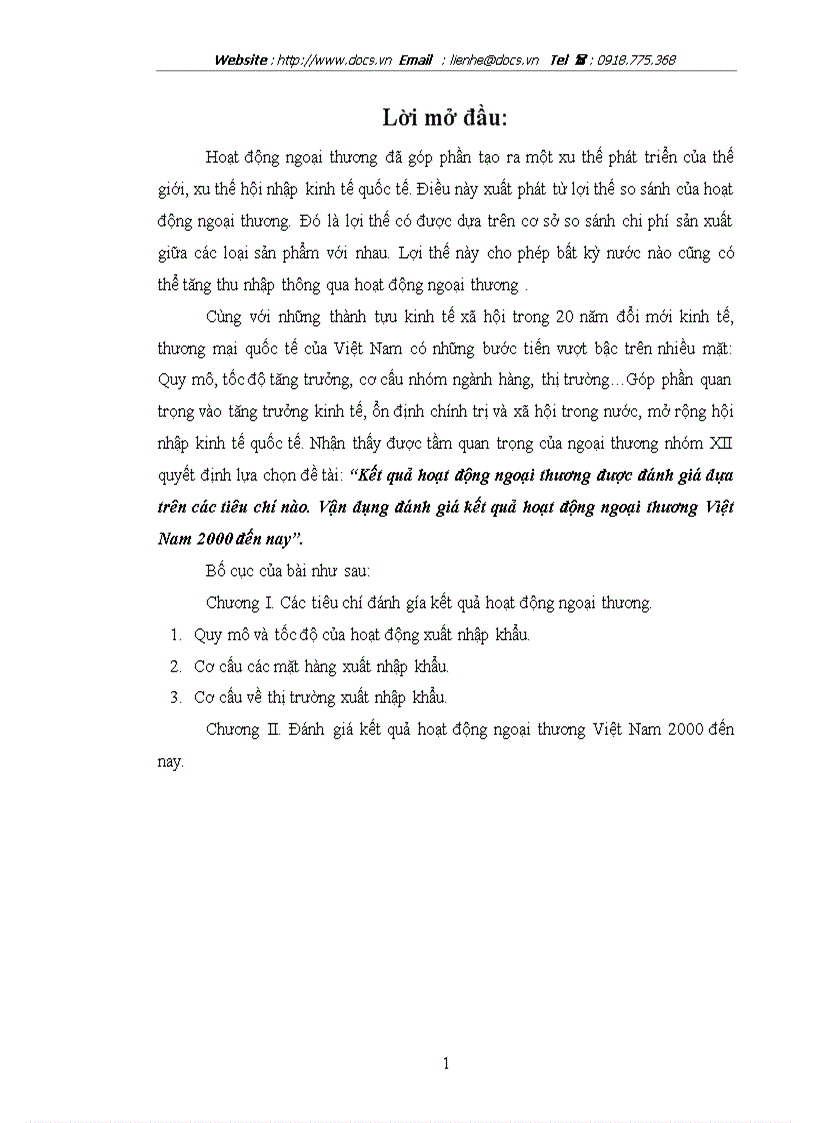 Kết quả hoạt động ngoại thương được đánh giá dựa trên các tiêu chí nào Vận dụng đánh giá kết quả hoạt động ngoại thương Việt Nam