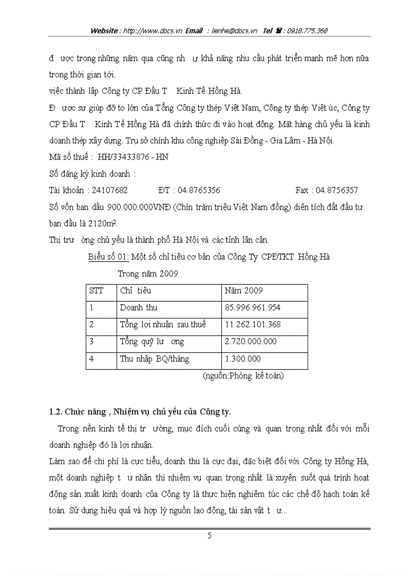 Tổ chức kế toán bán hàng tại Công ty CP Đầu tư Kinh tế Hồng Hà