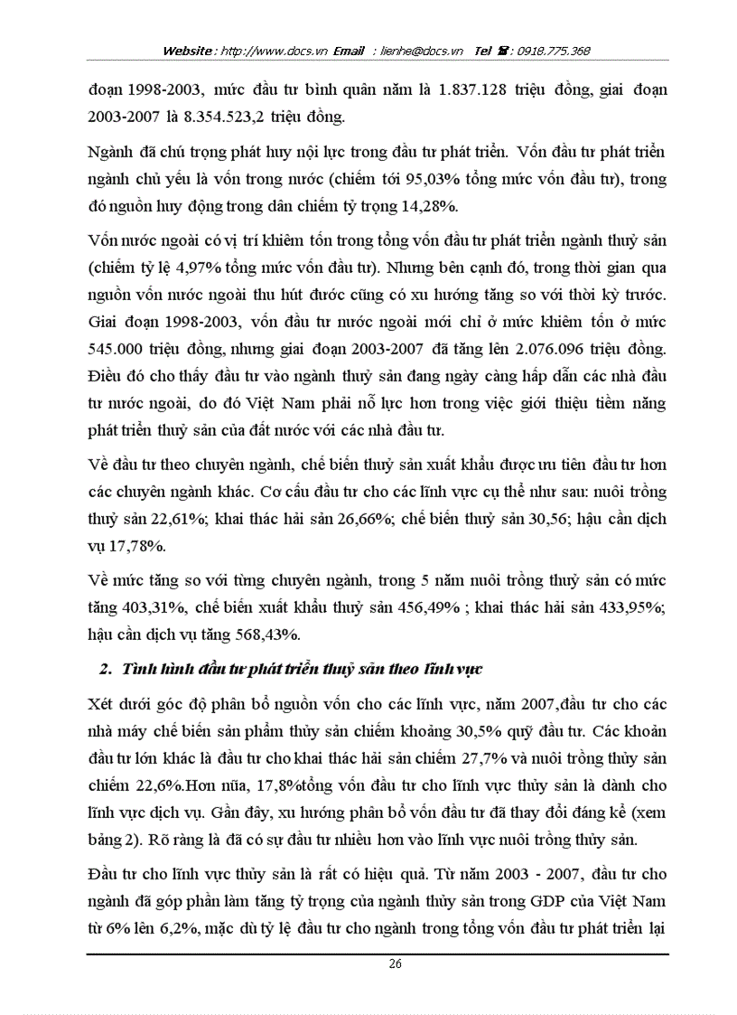 image for page Thực trạng đầu tư phát triển ngành thuỷ sản Việt Nam giai đoạn 2003 2007