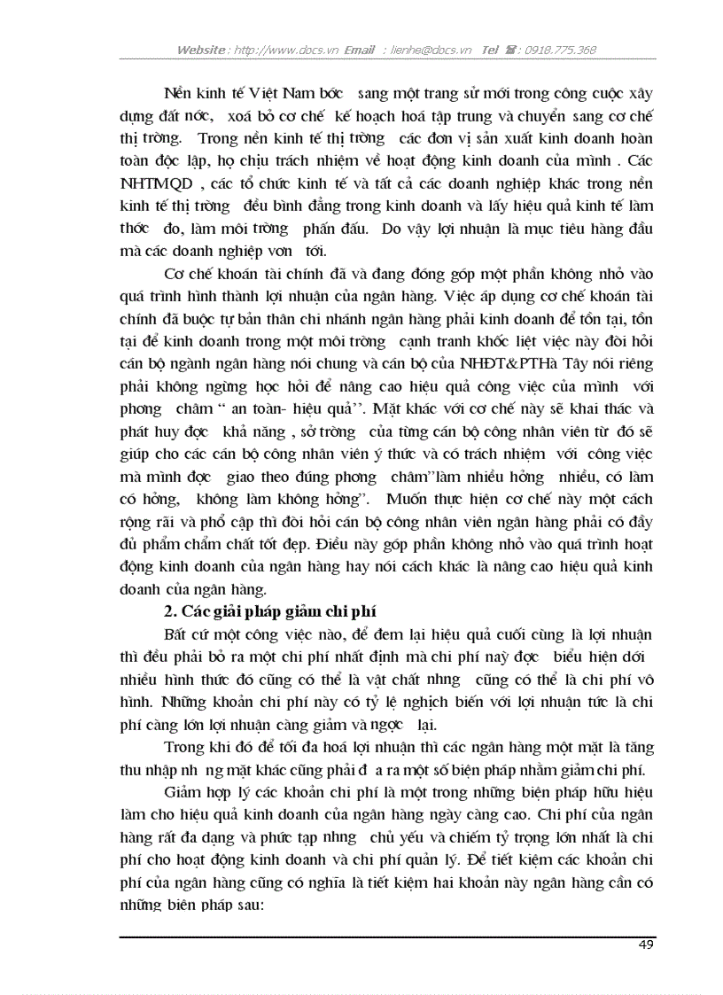 image for page Một số ý kiến về tăng thu tiết kiệm chi phí nhằm nâng cao hiệu quả kinh doanh tại NHĐT PT Hà Tây