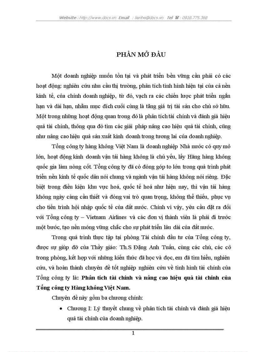 image for page Phân tích tài chính và nâng cao hiệu quả tài chính của Tổng công ty Hàng không Việt Nam