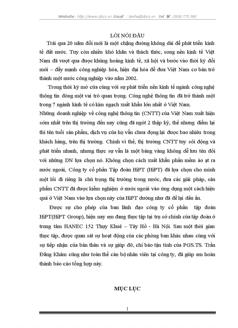 image for page Thực tập Tại Công ty CP tập đoàn HiPT HiPT Group