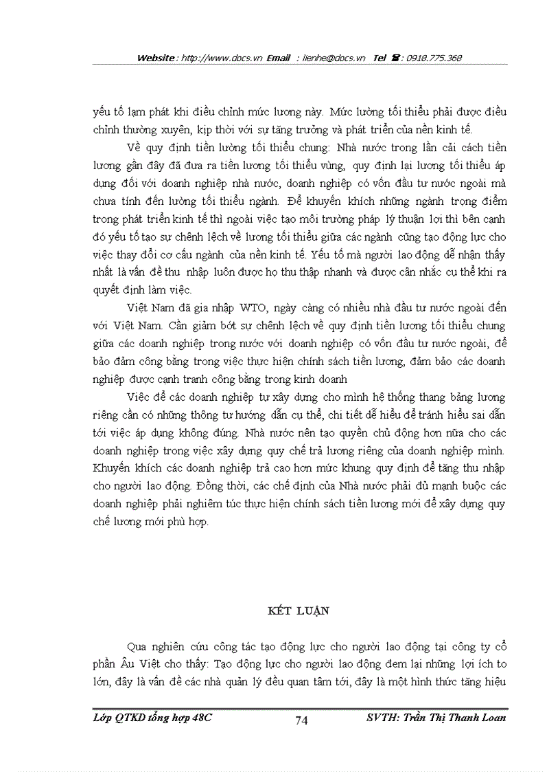 image for page Hoàn thiện công tác tạo động lực cho người lao động tại công ty cổ phần Âu Việt