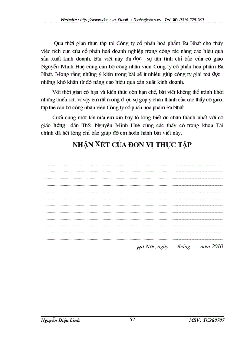 image for page Vấn đề hiệu quả của hoạt động sản xuất kinh doanh sau cổ phần hoá doanh nghiệp ở Công ty cổ phần hoá phẩm Ba Nhất