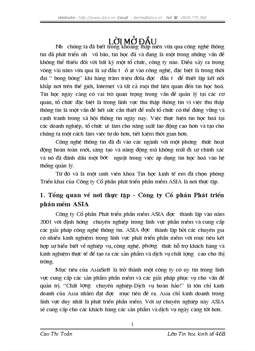 image for page Thực tập tại Công ty CP phát triển phần mềm ASIA