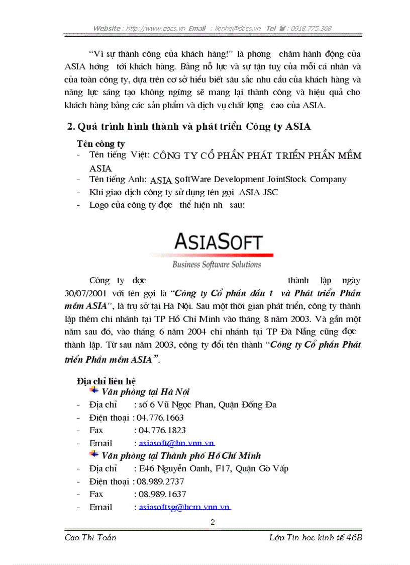 image for page Thực tập tại Công ty CP phát triển phần mềm ASIA