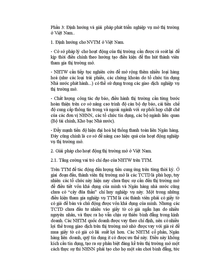 image for page Thực trạng hoạt động của thị trường mở ở Việt Nam hiện nay và đề xuất hướng phát triển nghiệp vụ thị trường mở ở VN