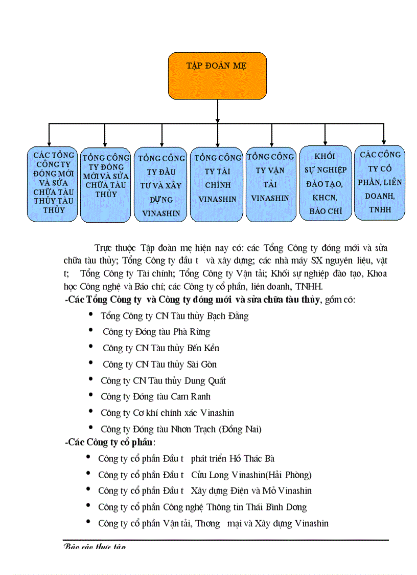 Báo cáo Tại Tập đoàn công nghiệp Tàu thuỷ VN Vinashin