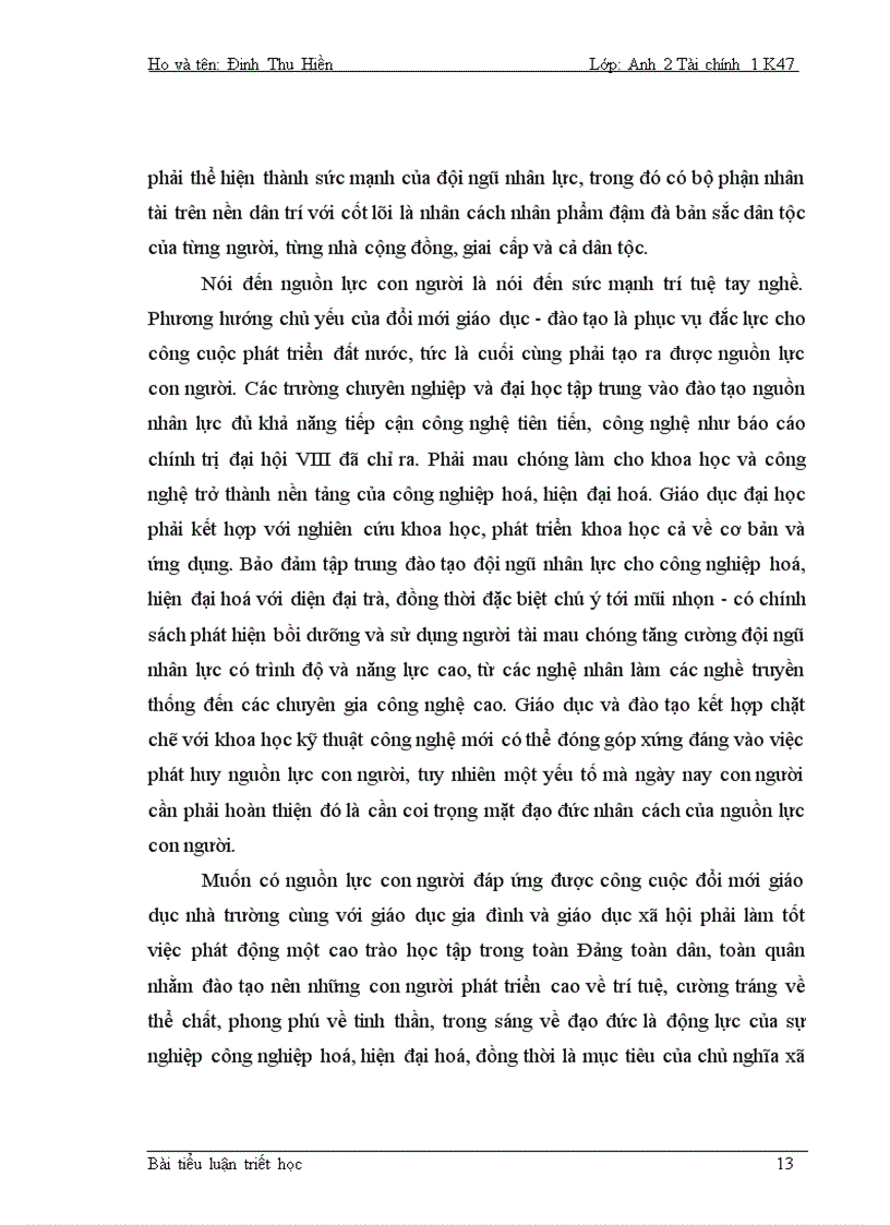 image for page Quan điểm của triết học Mác Lênin về con người và vấn đề xây dựng nguồn lực con người trong sự nghiệp công nghiệp hóa hiện đại hóa ở nước ta