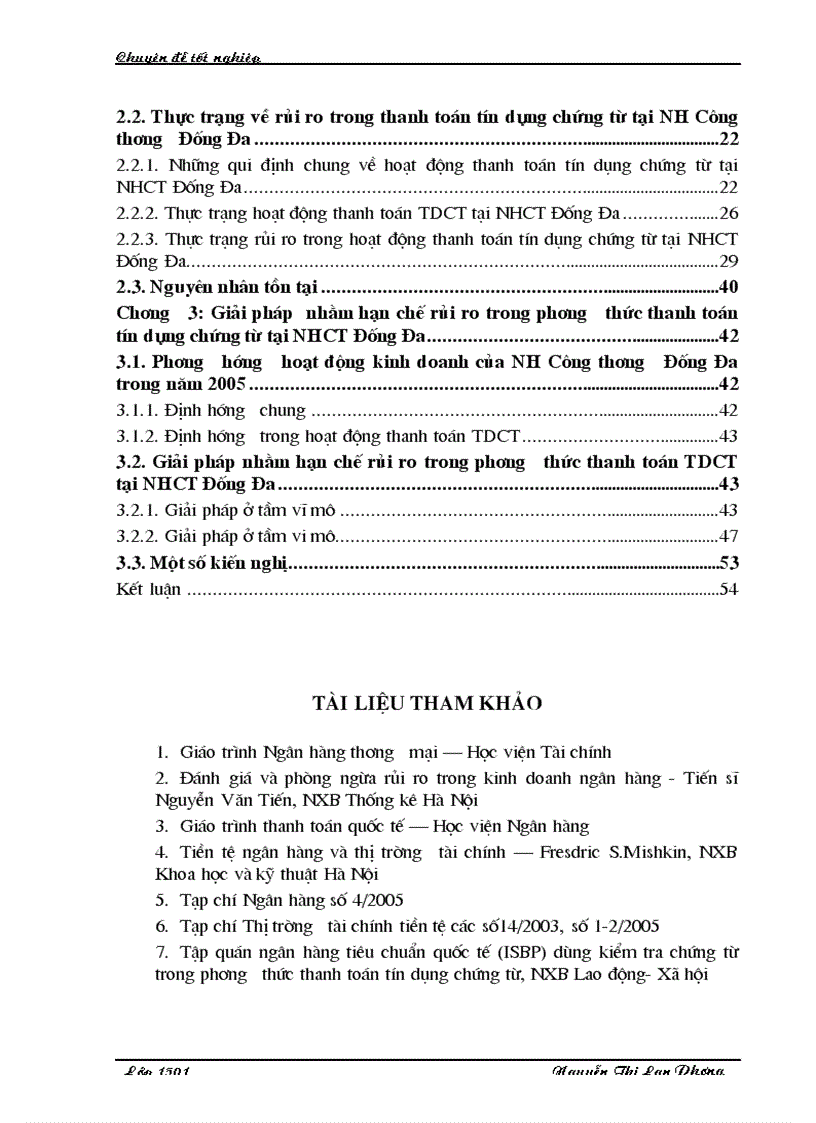 image for page Giải pháp nhằm hạn chế rủi ro trong phương thức thanh toán tín dụng chứng từ tại Ngân hàng Công thương Đống Đa