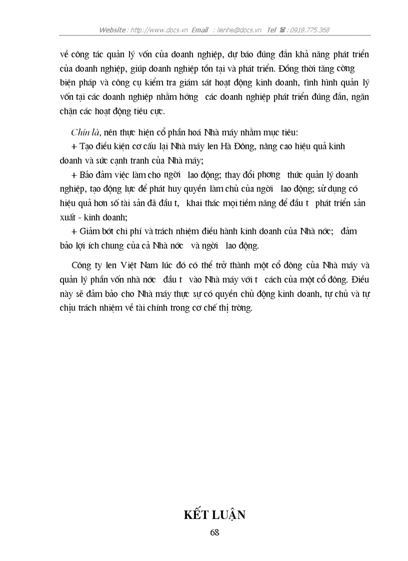 image for page Quản lý vốn nhà nước tại doanh nghiệp nhà nước Nghiên cứu vận dụng tại Nhà máy len Hà Đông