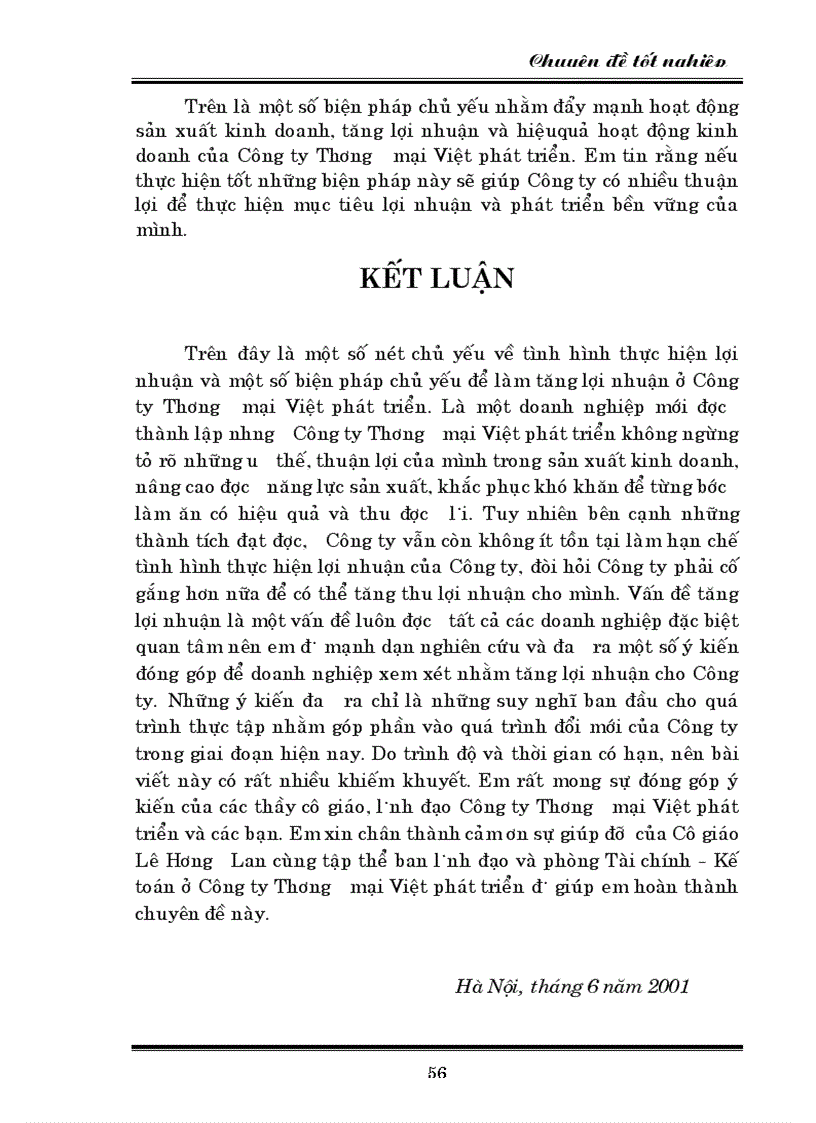 image for page Một số biện pháp nhằm nâng cao lợi nhuận ở Công ty Thương mại Việt Phát Triển