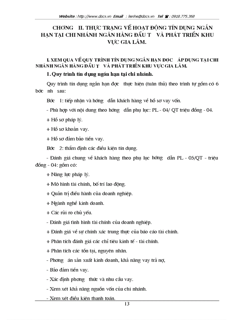 image for page Quá trình hoạt động tín dụng của chi nhánh Ngân hàng đầu tư và Phát triển khu vực Gia Lâm từ năm 1997 200