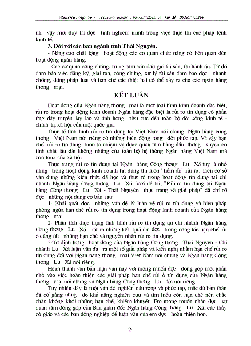 image for page Một số biện pháp nhằm hạn chế rủi ro tín dụng tại chi nhánh Ngân hàng Công thương Lưu Xá Thái Nguyên