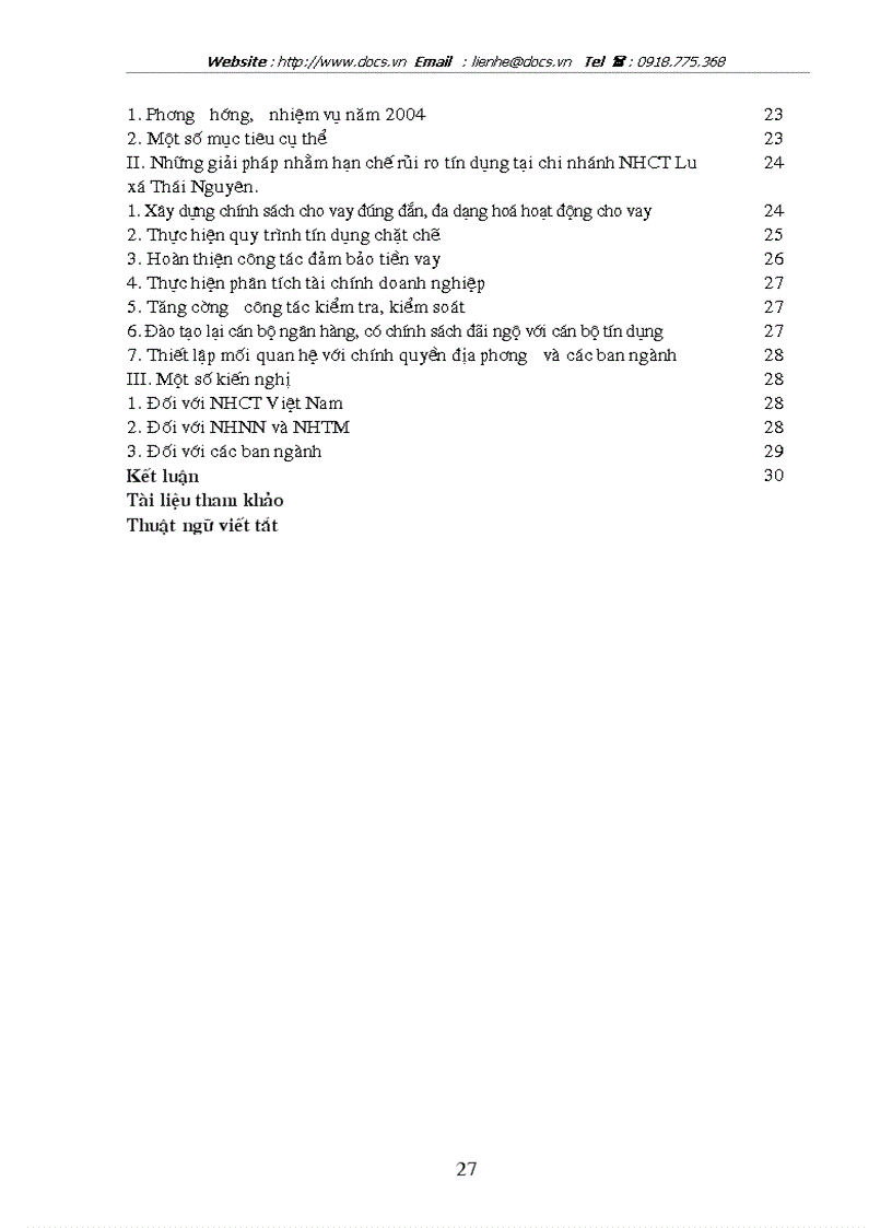 image for page Một số biện pháp nhằm hạn chế rủi ro tín dụng tại chi nhánh Ngân hàng Công thương Lưu Xá Thái Nguyên