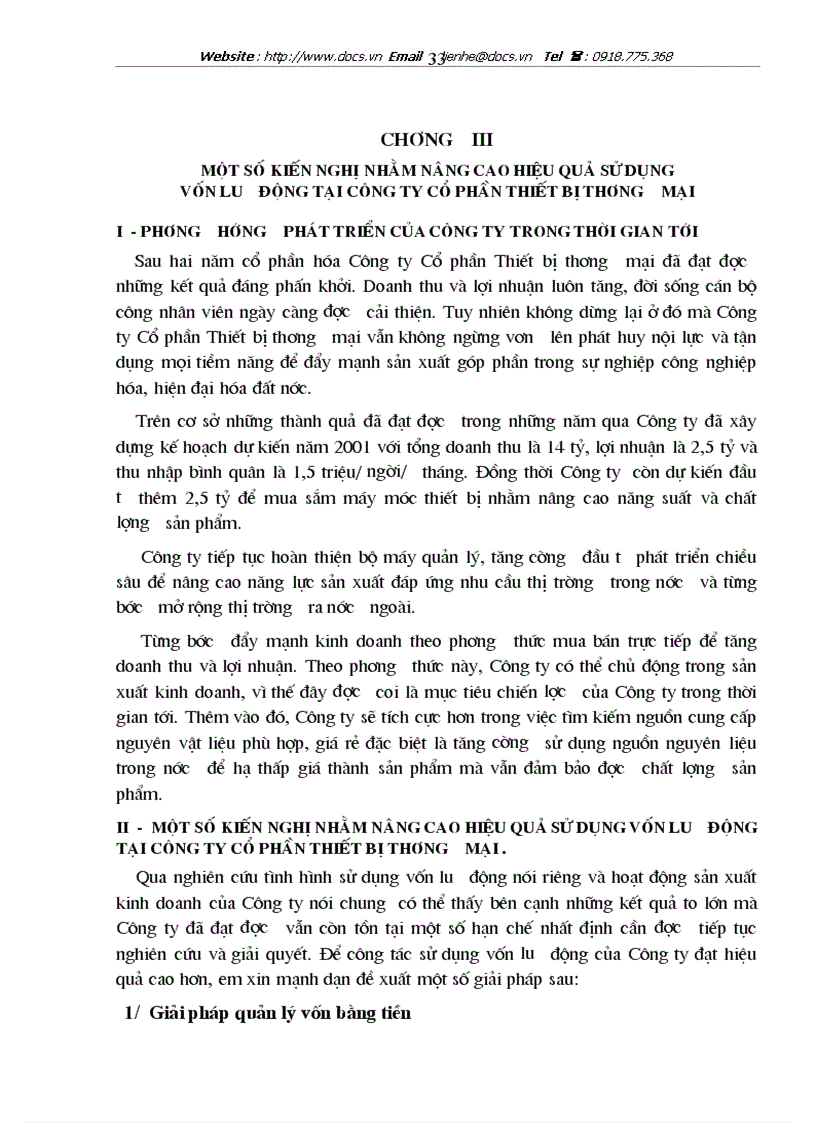 image for page Vốn lưu động và hiệu quả sử dụng vốn lưu động tại Công ty Cổ phần Thiết bị thương mại