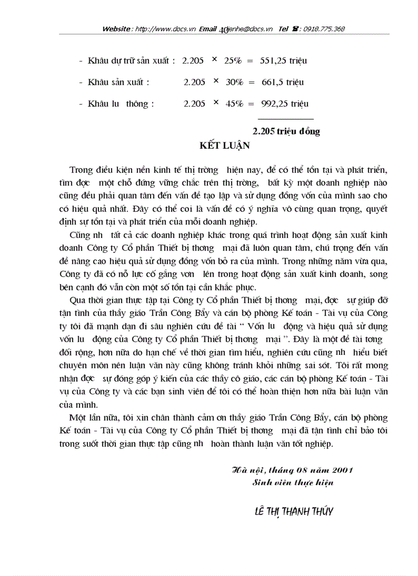 image for page Vốn lưu động và hiệu quả sử dụng vốn lưu động tại Công ty Cổ phần Thiết bị thương mại