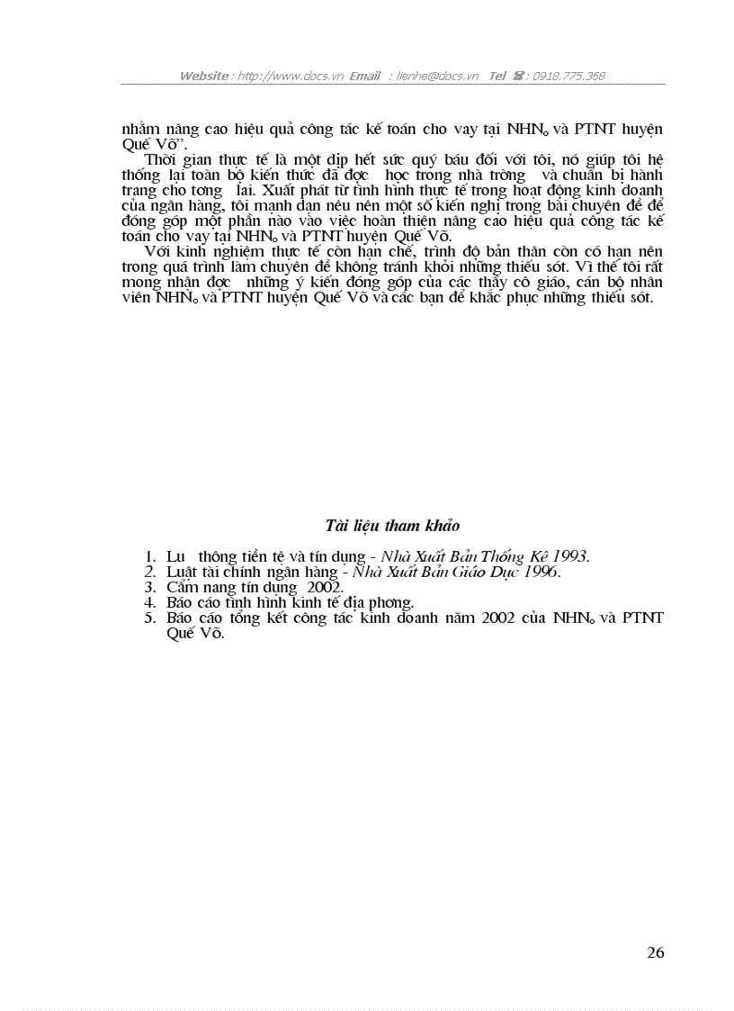 image for page Một số giải pháp nhằm nâng cao hiệu quả công tác kế toán cho vay tại NHNo và PTNT huyện Quế Võ