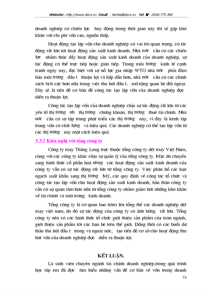 image for page Giải pháp chủ yếu tạo lập vốn cho hoạt động sản xuất kinh doanh ở Công ty cổ phần May Thăng Long