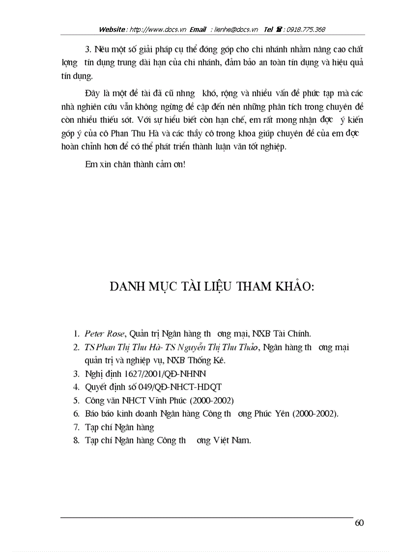 image for page Một số giải pháp nâng cao chất lượng tín dụng trung dài hạn tại Ngân hàng Công thương Phúc Yên
