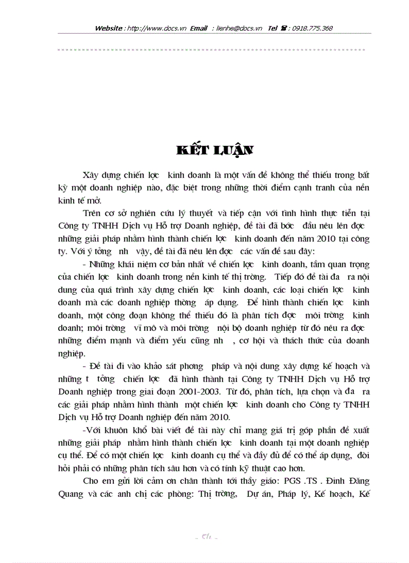 image for page Xây dựng chiến lược kinh doanh đến năm 2010 tại Công ty TNHH Dịch vụ Hỗ trợ Doanh nghiệp