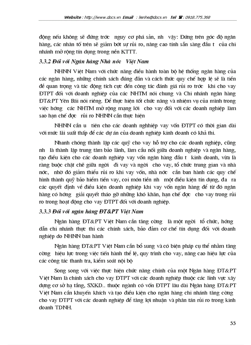 image for page Đánh giá rủi ro trước khi cho vay ĐTPT tại Chi nhánh ngân hàng ĐT PT Yên Bái