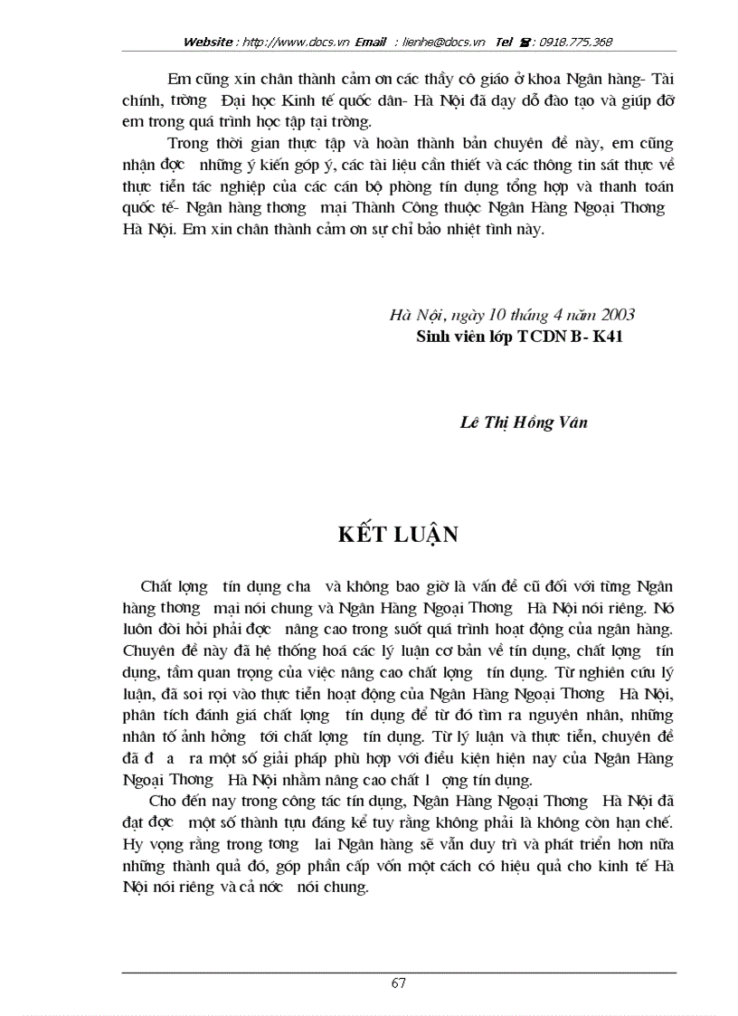 image for page Giải pháp nâng cao chất lượng tín dụng tại Ngân hàng Ngoại thương Hà Nội