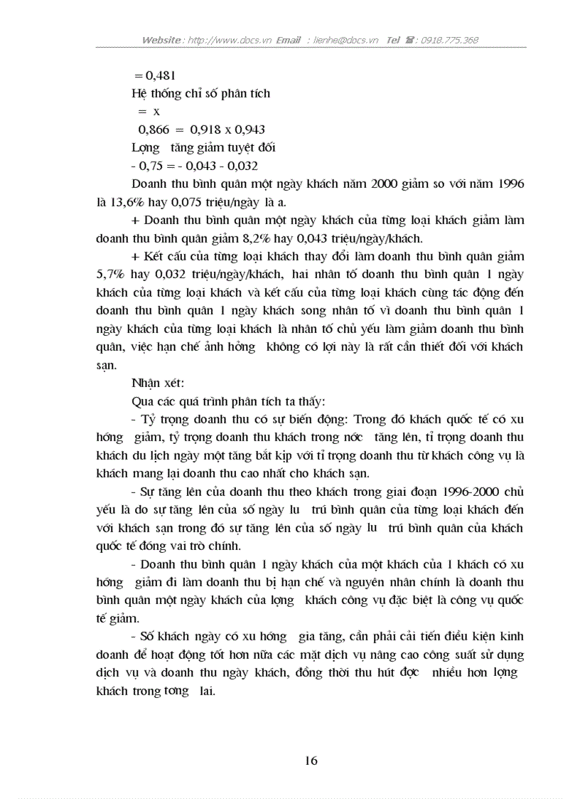 image for page Phương pháp chỉ số thống kê và vận dụng phân tích biến động tổng doanh thu của khách sạn Sông Nhuệ thời kỳ 1996 2000