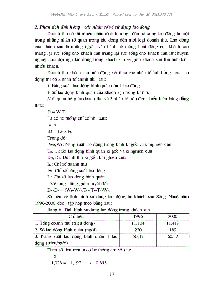 image for page Phương pháp chỉ số thống kê và vận dụng phân tích biến động tổng doanh thu của khách sạn Sông Nhuệ thời kỳ 1996 2000